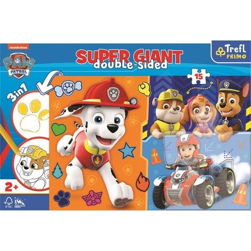 Trefl Puzzle Tlapková patrola super giant 15 dílků - oboustranné