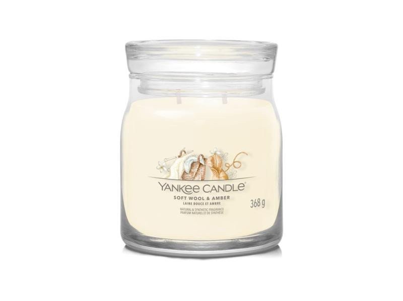 YANKEE CANDLE Soft Wool  Amber svíčka 368g  2 knoty Signature střední