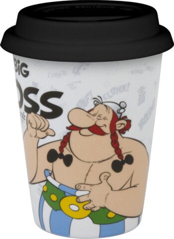 Asterix a Obelix Hrnek porcelánový cestovní s víčkem 420 ml - Obelix Big Boss