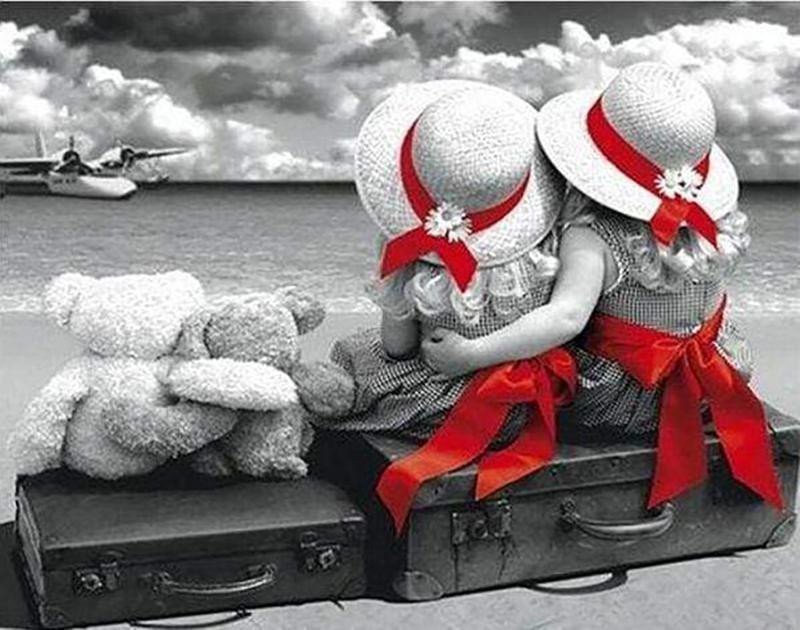 Diamantové malování - Roztomilý pár 40 x 50 cm s rámem