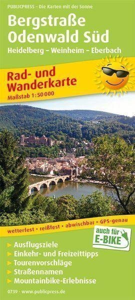Bergstrasse Odenwald Süd Heidelberg-Weinheim-Eberbach 150 000  cyklistická a turistická mapa
