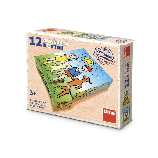 Pejsek a kočička - Dřevěné kostky 12 ks