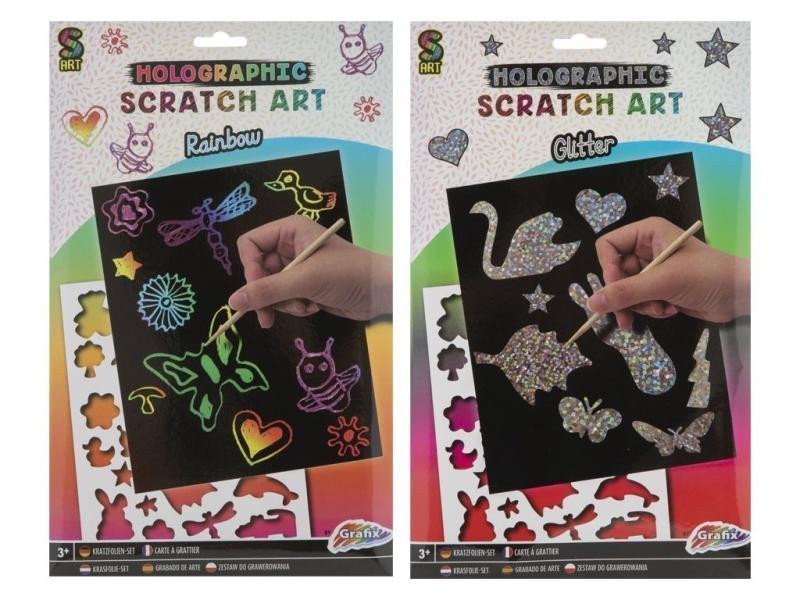 Vyškrabávací obrázky - třpytivéduhové mix motivů