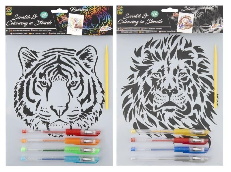 Vyškrabávacívymalovávací obrázky s gelovými pery mix motivů