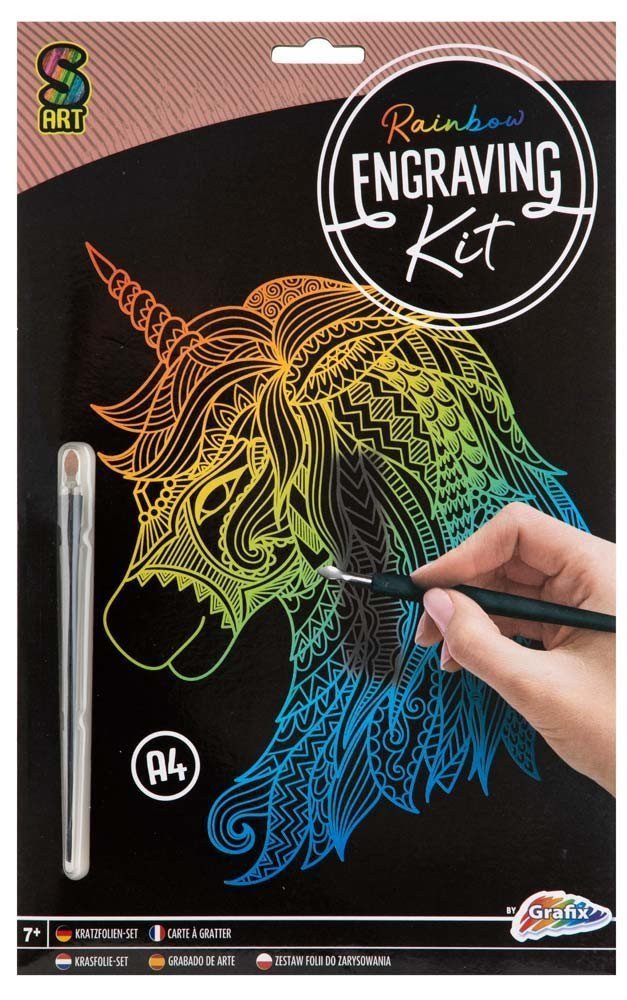 Vyškrabávací sada A4 - Jednorožec