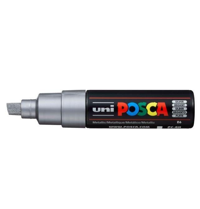 Posca akrylový popisovač PC-8K 8 mm stříbrná se širokým seříznutým hrotem