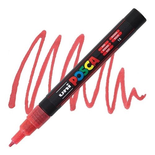 Posca akrylový popisovač PC-3ML 09 - 13 mm třpytivě červená tenký kulatý hrot