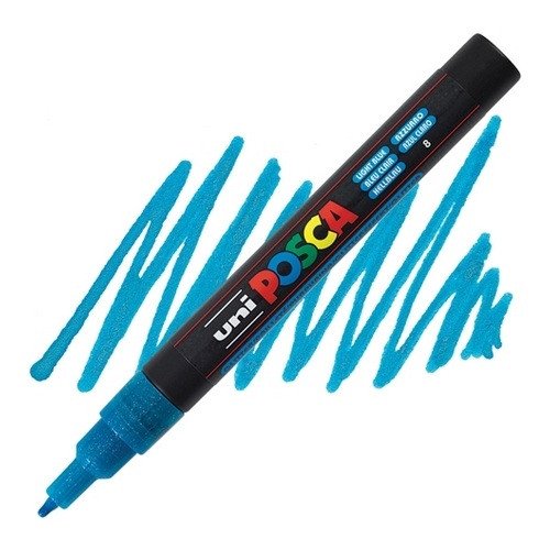 Posca akrylový popisovač PC-3ML 09 - 13 mm třpytivě světle modrá tenký kulatý hrot