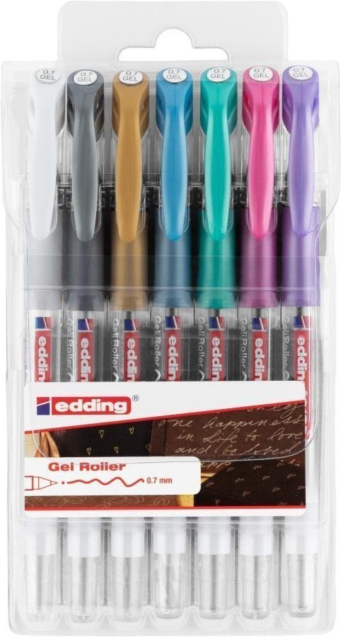 Edding Gelový roller 2185 - sada 7 ks metal s bílou barvou