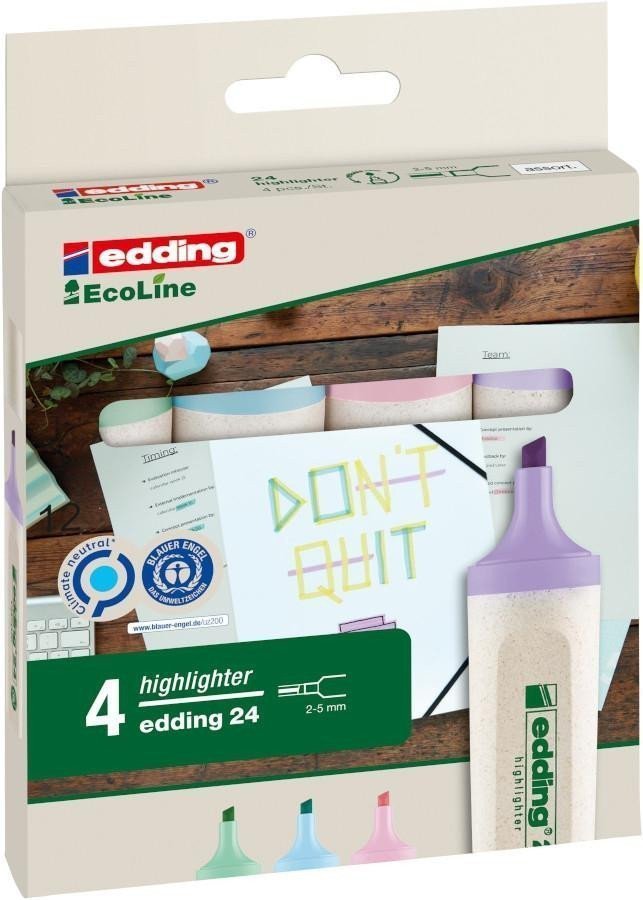 Edding Zvýrazňovač 24 EcoLine - Pastel sada 4 ks