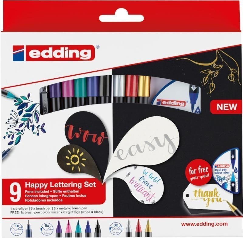 Edding Štětcový popisovač 1340 - sada 92 Happy Lettering set