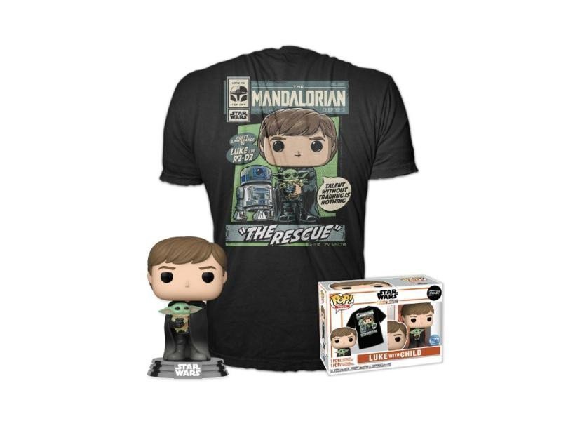 Funko POP  Tee Star Wars Mandalorian - Luke with Child velikost L