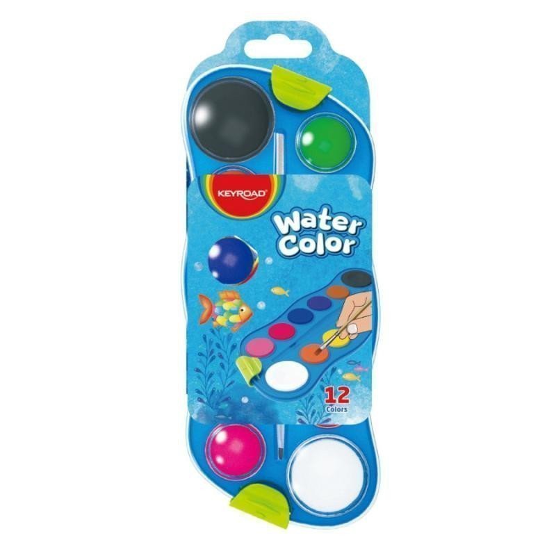 Keyroad Vodové barvy s malířskou paletou 12 barev