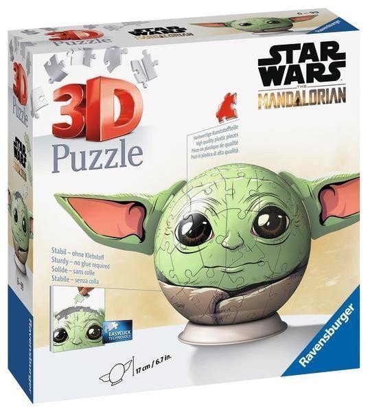 3D Puzzle-Ball Star Wars Baby Yoda s ušima 72 dílků
