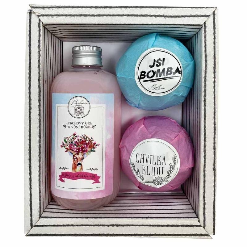 Dárková sada Boho Style sprchový gel 2x šumivá pěnivá bomba