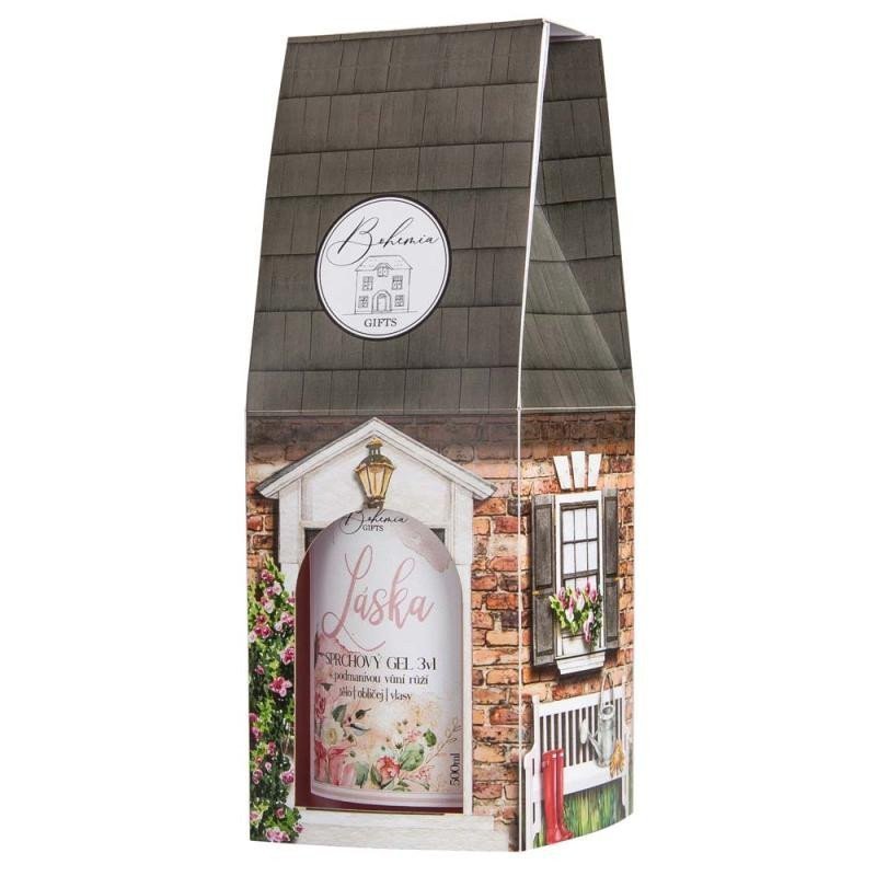 Domeček - Láska sprchový gel 3v1 500 ml s vůní šípku a růže
