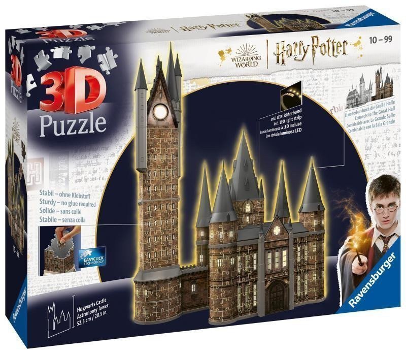 Puzzle 3D Harry Potter Bradavický hrad - Astronomická věž 540 dílků noční edice