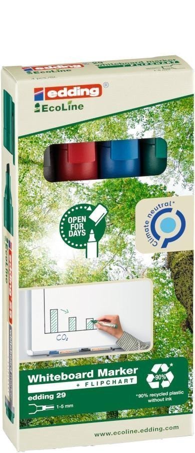 Edding Popisovač na bílé tabule EcoLine 29 - sada 4 ks základ barvy