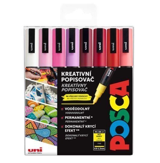 Posca sada popisovačů PC-3M - LOVE 09 - 13 mm mix teplých tónů 8 ks