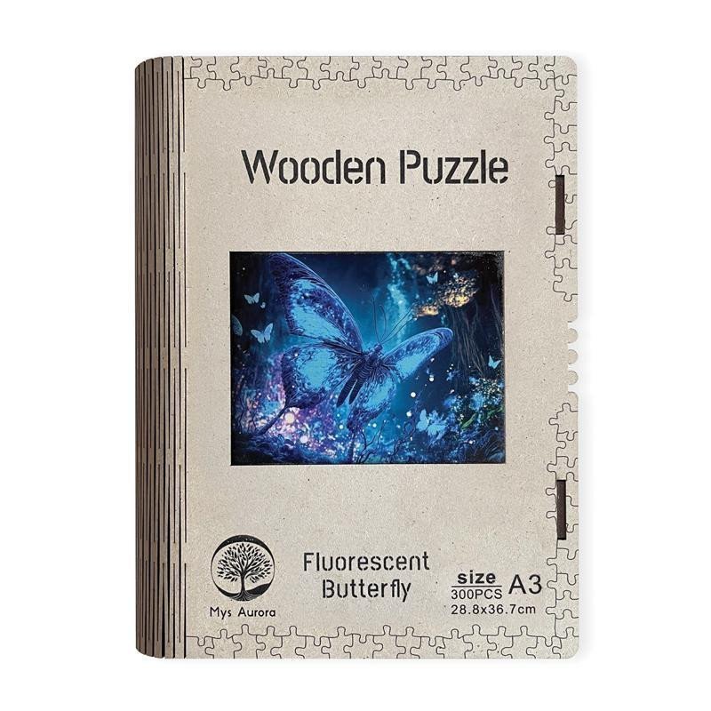 Dřevěné puzzleFluorescentní motýl A3