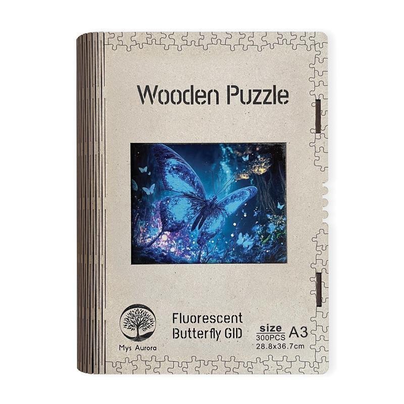 Dřevěné puzzleFluorescentní motýl A3 sv