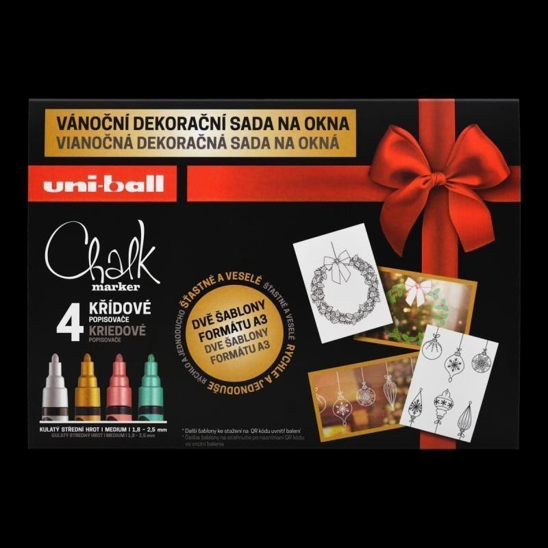 Uniball sada křídových popisovačů 18 - 25 mm - Vánoční dekorační sada