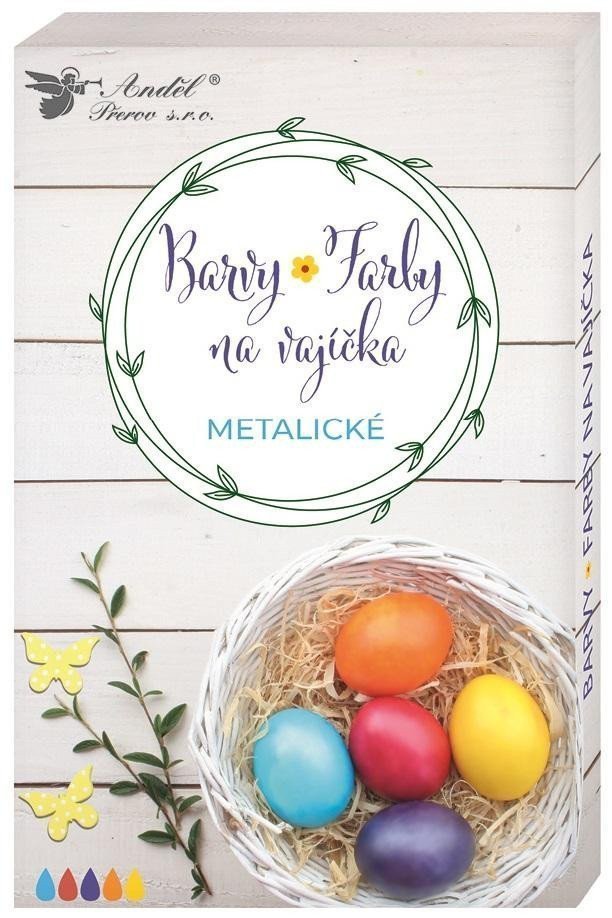 Barvy na vajíčka gelové metalické 5ks v balení rukavice