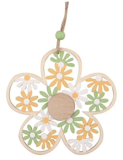 Kytka vyřezávaná ze dřeva na zavěšení 115 cm