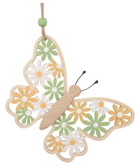 Motýl vyřezávaný ze dřeva na zavěšení 9 x 135 cm