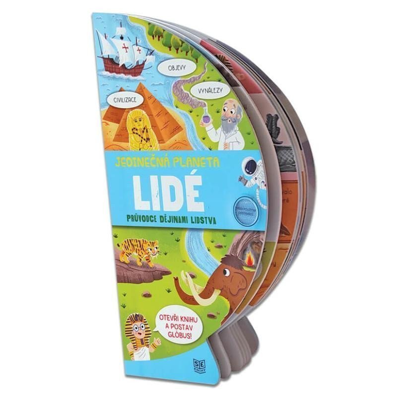 Jedinečná planeta - Lidé  Rozkládací kniha s pevnými listy ve tvaru globusu