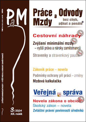 PaM 32024 Cestovní náhrady v roce 2024 Zvýšení minimální mzdy v roce 2024