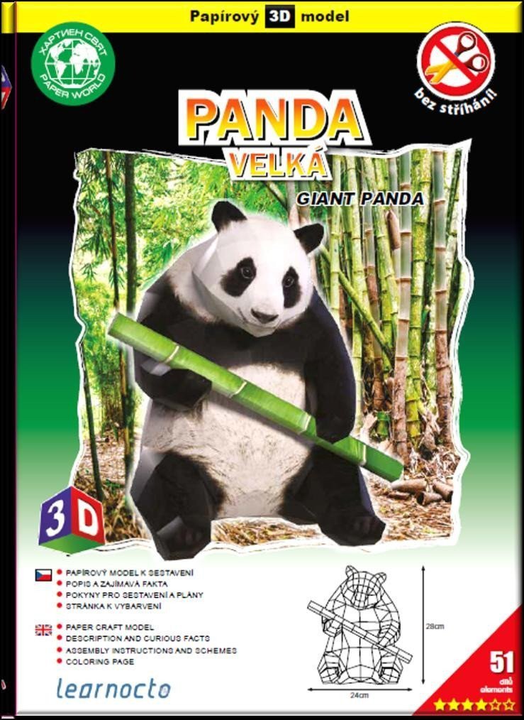 Panda velká – Papírový 3D model51 dílků