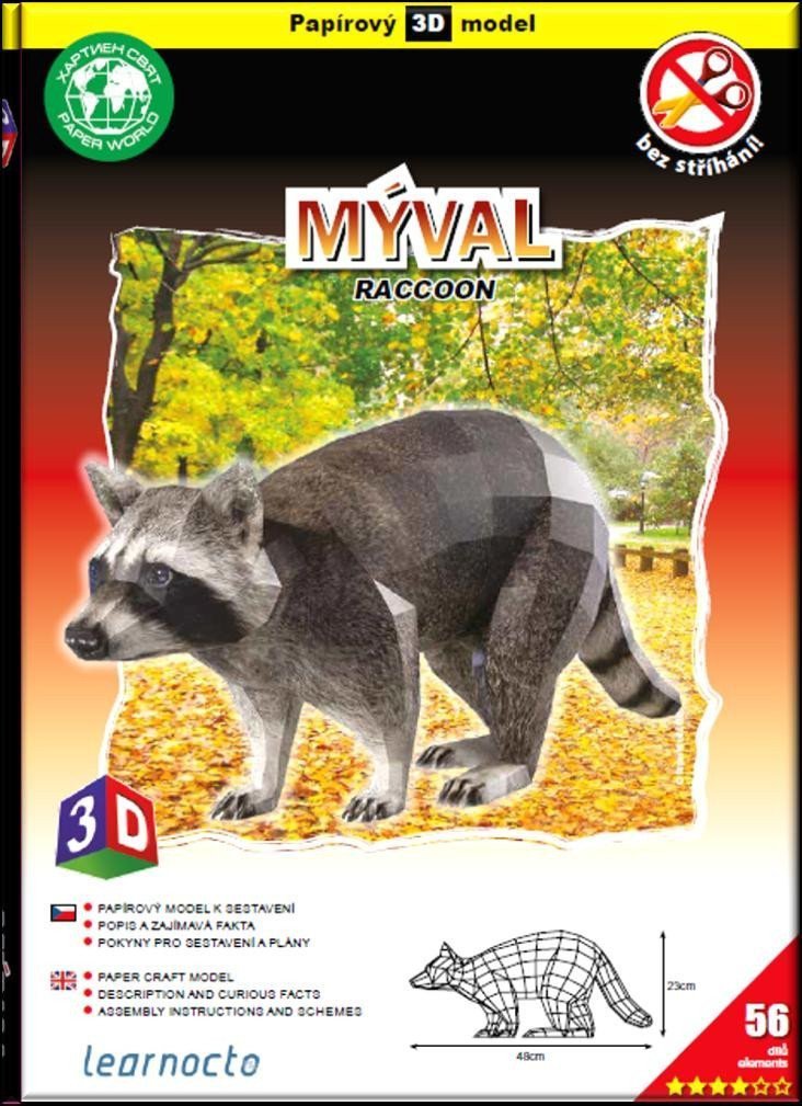 Mýval – Papírový 3D model56 dílků