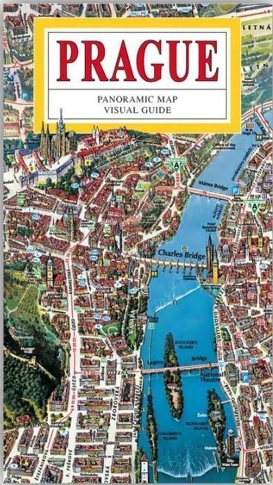 Praha - Panoramatická mapa velká  anglicky