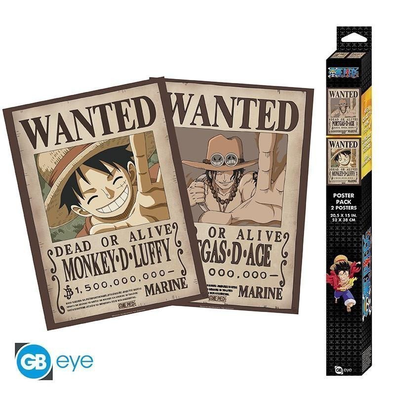 One Piece Set plakátů - Wanted Luffy  Ace 2 ks