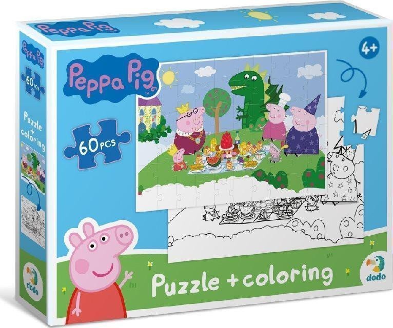 Oboustranné puzzle Prasátko Peppa Piknik 60 dílků