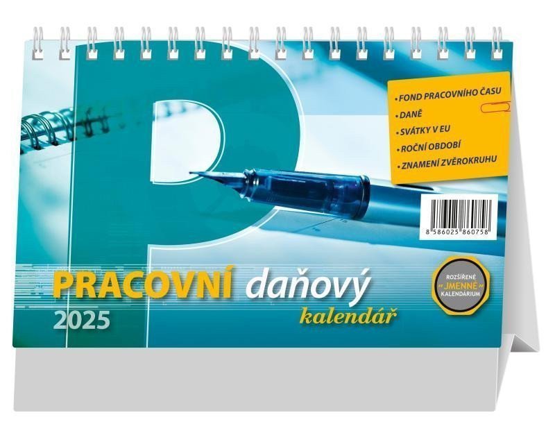 Kalendář 2025 Pracovní daňový stolní 23 x 14 cm