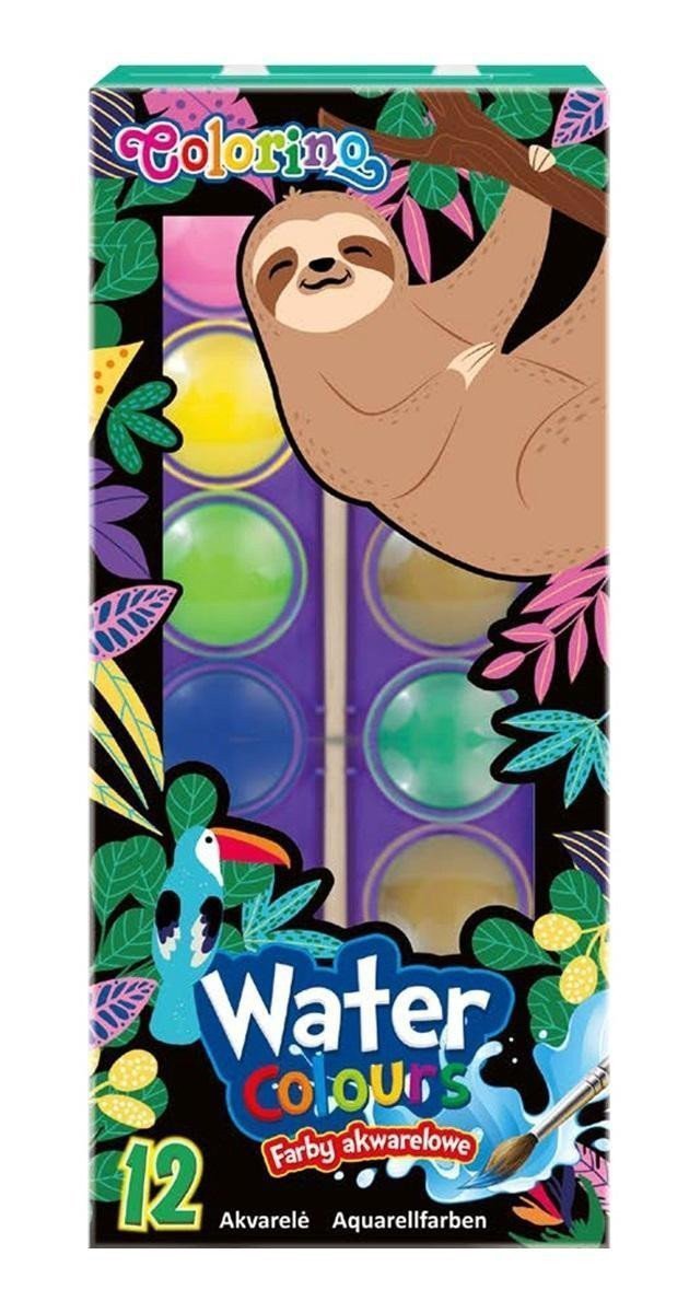 Colorino vodové barvy Wildkid se štětcem 12 barev