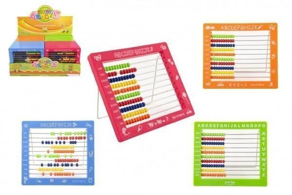 Počítadlo 100 kuliček plast 19x16cm - mix barev