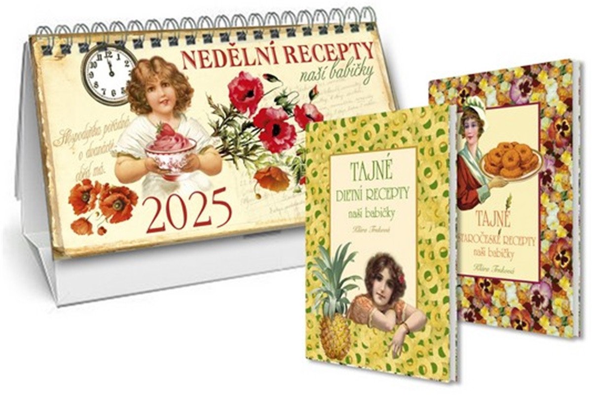 Kalendář 2025 Nedělní menu - stolní  Tajné dietní recepty  Tajné staročeské recepty – Trnková Klára