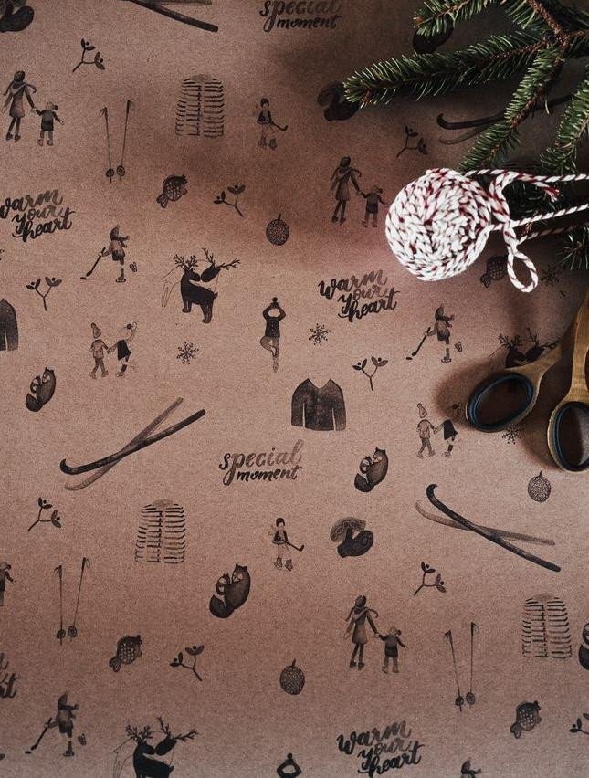 Be Nice EKO Balicí papír vánoční - Přírodní hnědý 3 ks velký