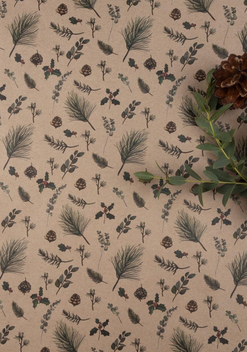 Be Nice EKO Balicí papír vánoční - V jehličí hnědý 3 ks velký