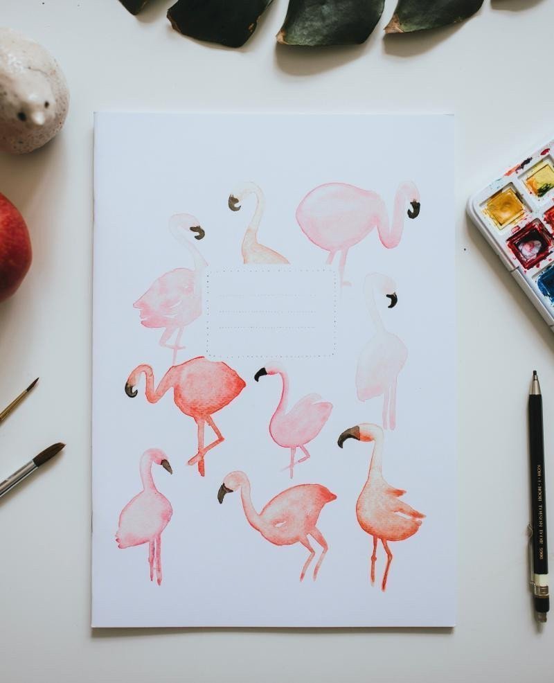 Be Nice EKO Školní sešit 422A4 pomocné linky vpravo - Plameňáci