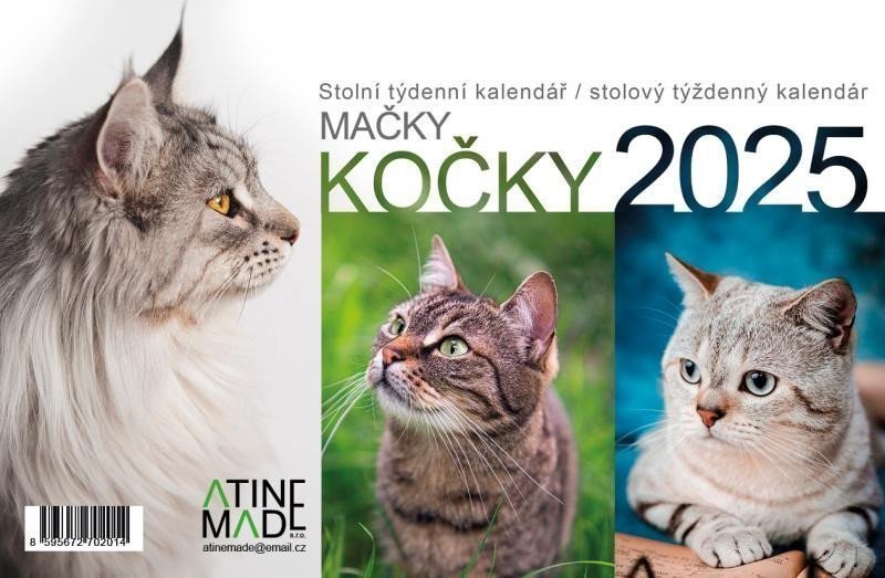 Kalendář 2025 Kočky stolní týdenní 225 x 150 mm
