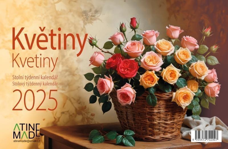 Kalendář 2025 Květiny stolní týdenní 225 x 150 mm