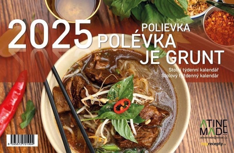 Kalendář 2025 Polévka je grunt stolní týdenní 225 x 150 mm