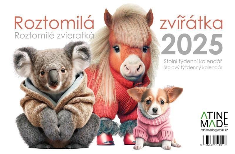 Kalendář 2025 Roztomilá zvířátka stolní týdenní 225 x 150 mm