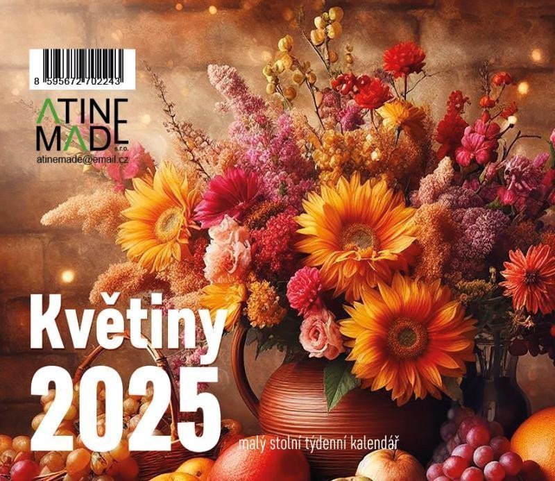 Kalendář 2025 Květiny stolní týdenní 150 x 130 mm