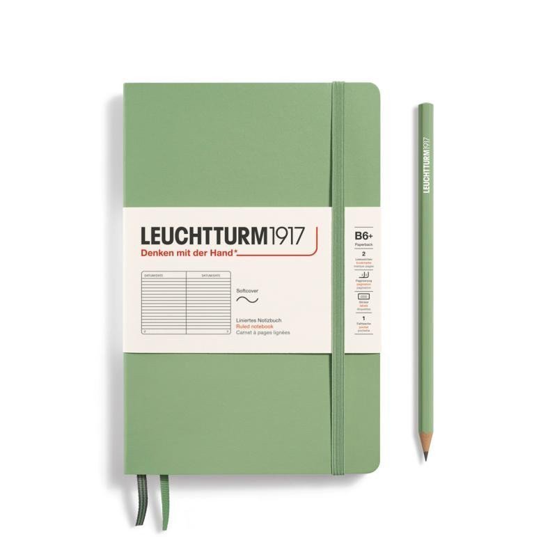 Leuchtturm1917 Zápisník Sage Softcover B6 linkovaný