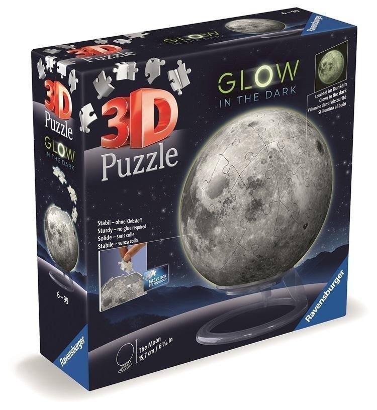 3D Puzzle-Ball Měsíc svítící ve tmě 72 dílků